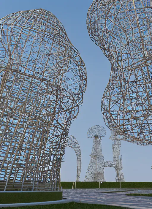 Image similar to highly detailed realistic architecture 3 d render of a stele shukhov tower standing in a city park, archdaily, made in unreal engine 4 octane render