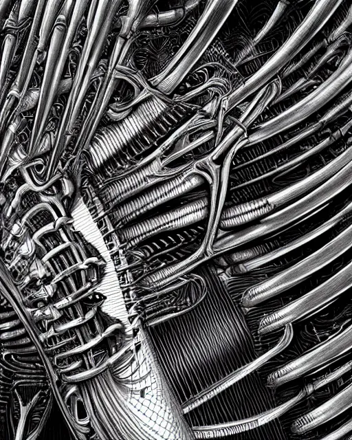 Image similar to comb by hr giger, biomechanical, 4 k, hyper detailed