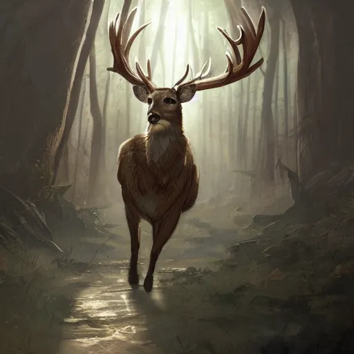 Prompt: a partially opened bag filled with deers and birds falling out of it, sunlight from the left side, a concept art in style of Greg Rutkowski, John Singer Sargant, painted by Frank Frazetta, trending on artstation