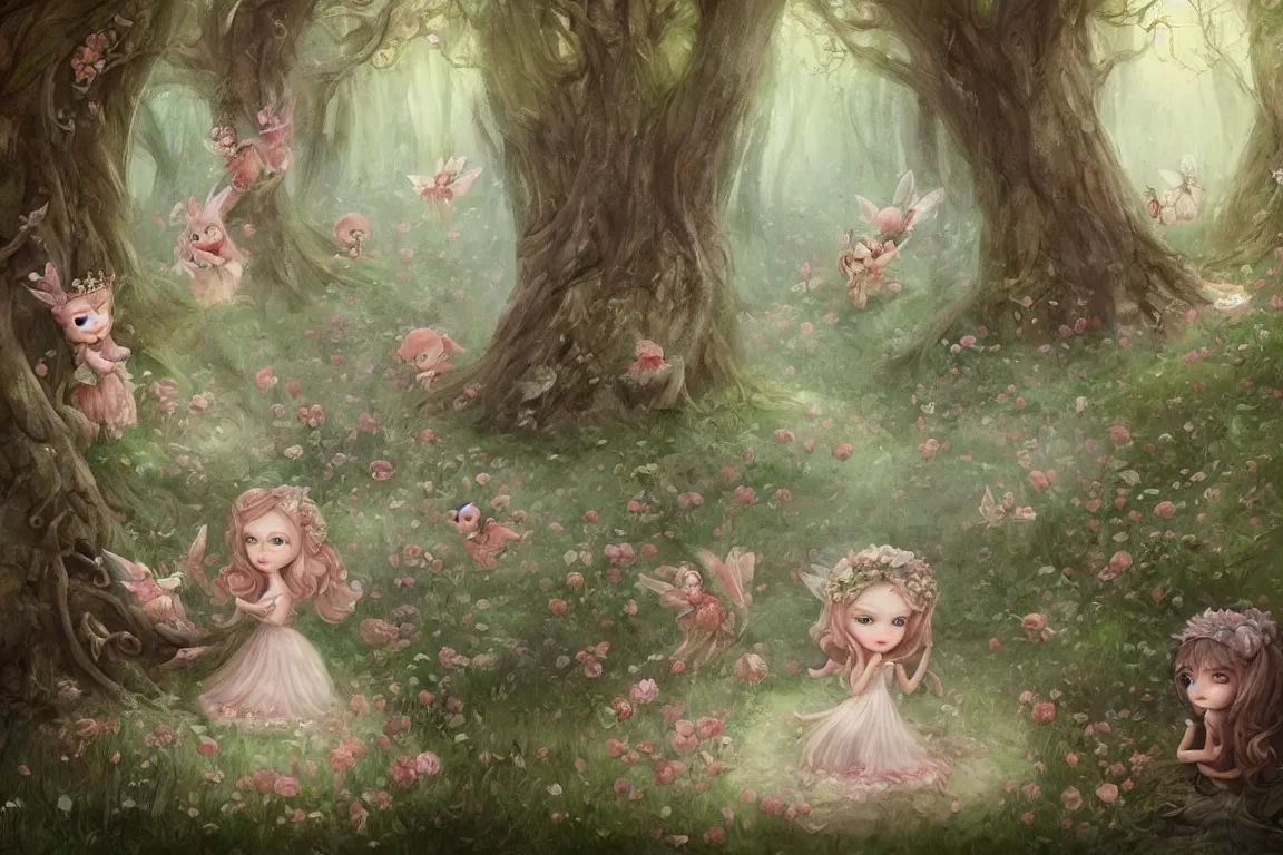 Prompt: fairy tale forest painted by Nicoletta Ceccoli, highly detailed, digital painting, artstation, concept art, smooth, sharp focus, illustration,