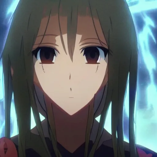 Image similar to “asuna discovering a giant monolith of eyes, Sword art online, 8K, OLED, beautiful lighting”