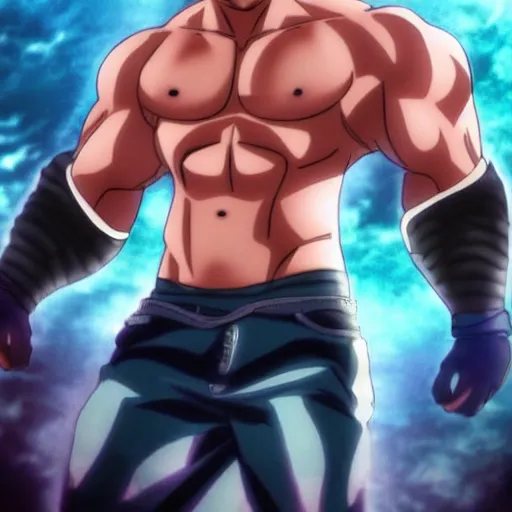 Image similar to Still of Chris Hemsworth with a very muscular body type, anime art, anime style