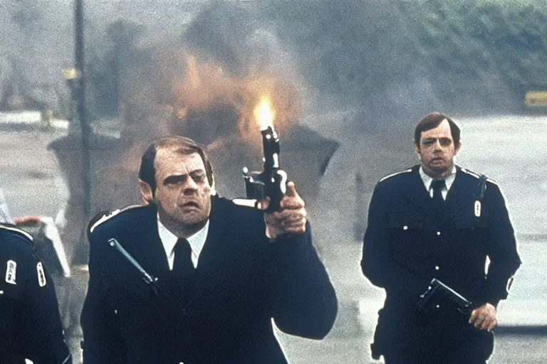 Image similar to a still of the movie hot fuzz directed by stanley kubrick in 1 9 8 0