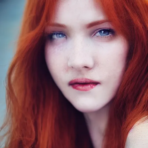 Image similar to close up portrait photo of a real beauty redhead, 8k,