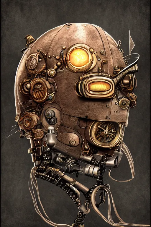 Image similar to steampunk helmet fantasy art mask robot ninja stylized digital illustration sharp focus, elegant intricate digital painting artstation concept art global illumination ray tracing advanced technology chaykin howard and campionpascale and cooke darwyn and davis jack