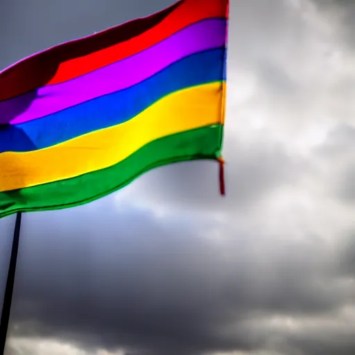 Image similar to beautiful amazing, award - winning photograph of lgbt flag waving in the wind