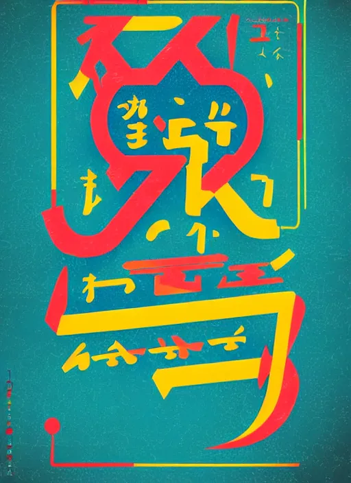 Image similar to poster design with bright and colorful vintage typographic Japanese katakana, layout design, illustrator vector graphics