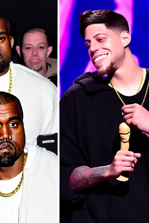 Image similar to kanye west and pete davidson celebrity death match