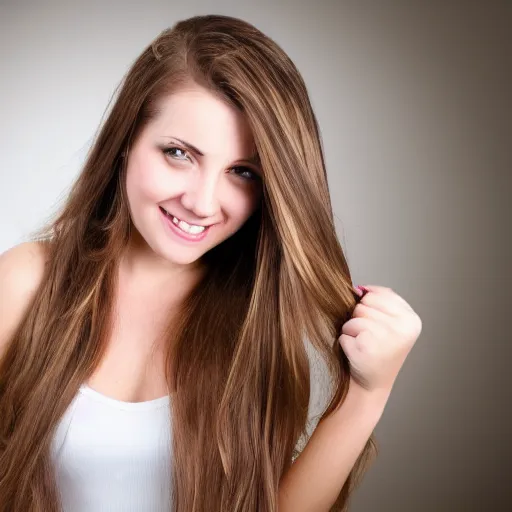 Prompt: photo of a 2 2 yo girl with brown hair and blonde highlights proudly showing a minuscule poo