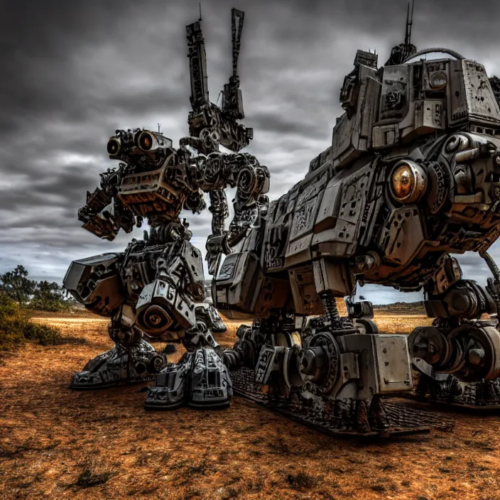 Image similar to photo of a war mech, highly detailed, 4 k, hdr, smooth, sharp focus, high resolution, award - winning photo