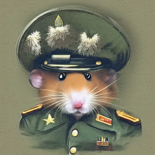 Image similar to “ a portrait of a hamster in military uniform, vietnam war theme ”