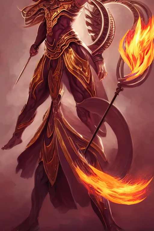 Image similar to a masterpiece portrait of nezha, legendary god holding spear and stand in flame, hero action pose, fantasy character portrait, closeup shot, hyper detailed, digital painting, 8 k realistic, trending on artstation, sharp focus, dof, by fenghua zhong, artgerm, ne zha from smite, tsuyoshi nagano, artgerm