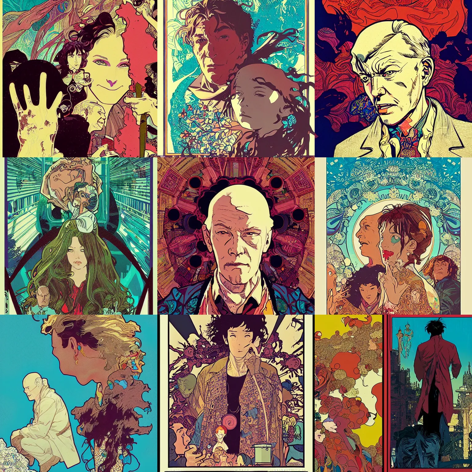 Prompt: dream from the sandman ( 2 0 2 2 ), portrait illustration, pop art, splash painting, art by geof darrow, ashley wood, alphonse mucha, makoto shinkai