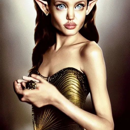 Image similar to an amazing award winning photo of angelina jolie as princess zelda