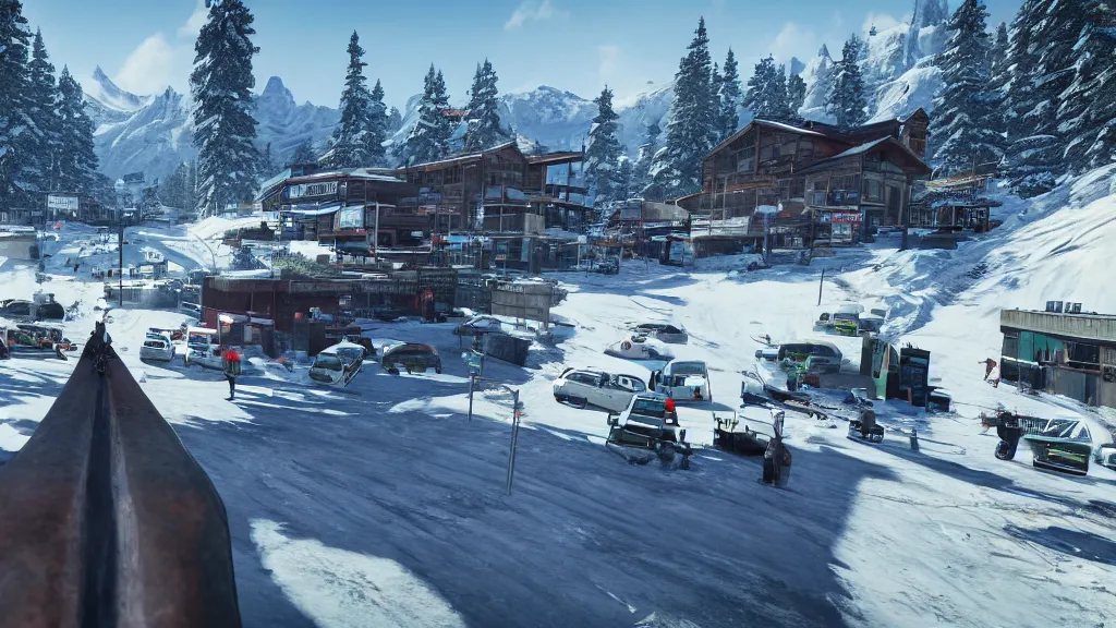 Image similar to Screenshot from Watchdogs at a ski resort