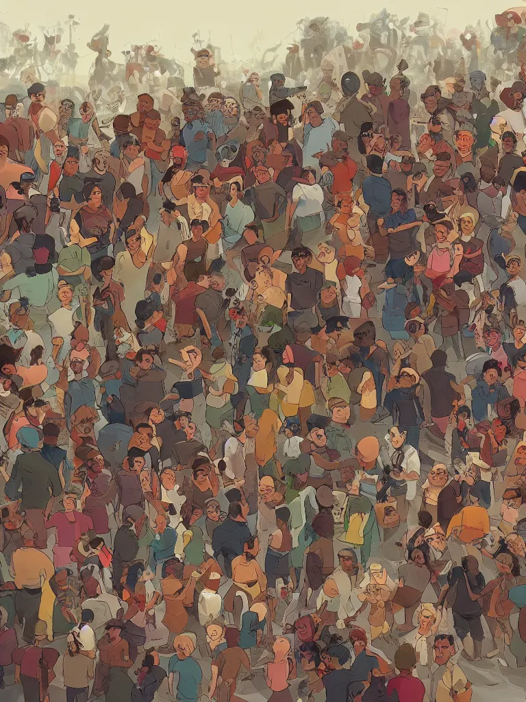 Image similar to crowd by disney concept artists, blunt borders, rule of thirds