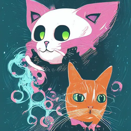 Image similar to delirium anime cat face portrait by petros afshar, tom whalen, laurie greasley, by greg rutkowski