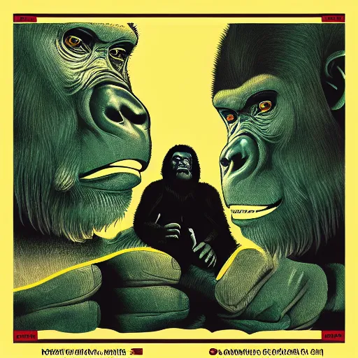Prompt: gorilla in the style of can's ege bamyasi album cover