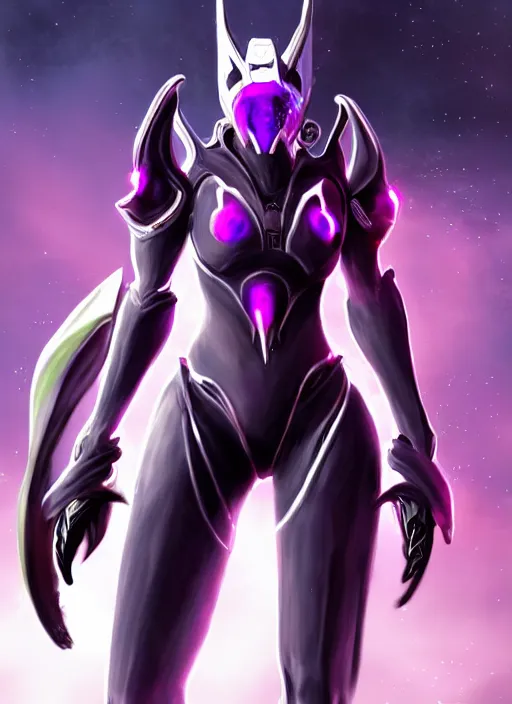 Image similar to cinematic body shot, galactic sized proportional stunning beautiful hot female warframe, sleek goddess mecha female dragon head, metal ears, led purple eyes, smooth fuschia skin, smooth silver armor, floating in space, holding a galaxy, epic proportions, epic size, epic scale, furry art, dragon art, giantess art, warframe fanart, furaffinity, octane