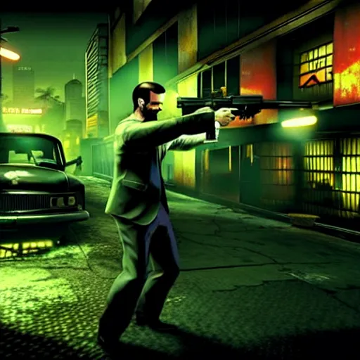 Image similar to max payne 4 set in neo - noir zootopia