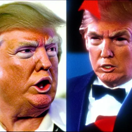Prompt: donald trump and ted cruise in showgirls, film stills,