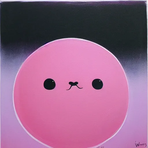 Image similar to simple kawaii acrylic painting, surreal, pink, modern art, contemporary painting, acrylic painting with low saturation, weak color, mixed media, pop art