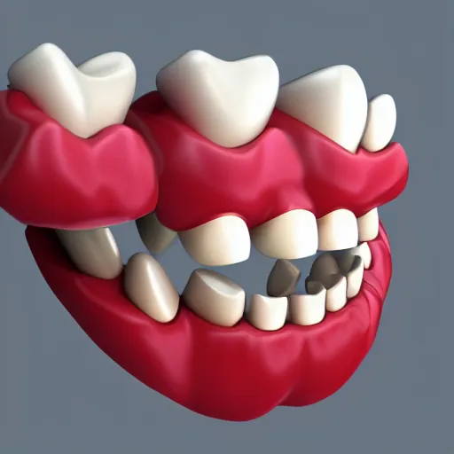 Image similar to poorly rendered 3 d set of teeth