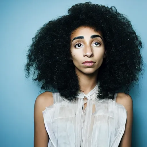 Image similar to a mixture of esperanza spalding and lianne la havas, hyperrealistic