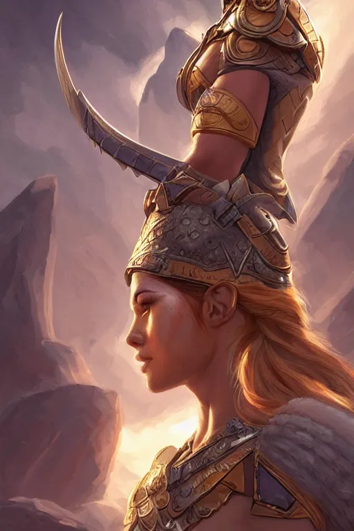 Image similar to amazon valkyrie athena, d & d, fantasy, portrait, highly detailed, headshot, digital painting, trending on artstation, concept art, sharp focus, illustration, art by artgerm and greg rutkowski and magali villeneuve