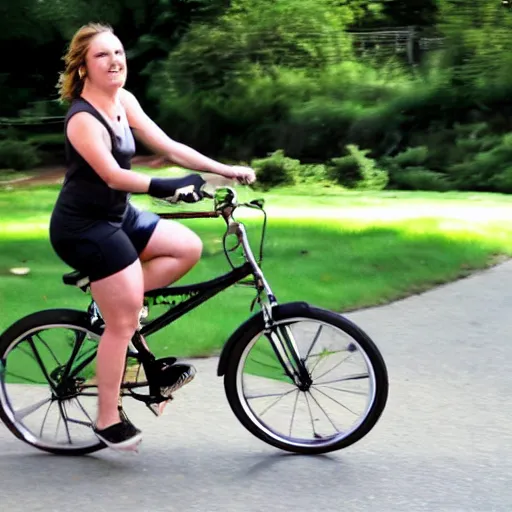 Prompt: Lauren Verno riding a bike