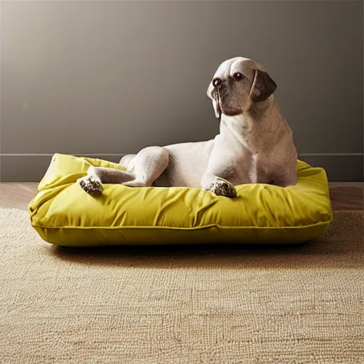 Prompt: dog bed inspired by Philippe Starck