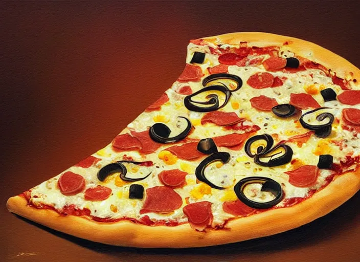 Image similar to award - winning masterpiece. artwork in the theme of pizza. trending on artstation. by salvador dali