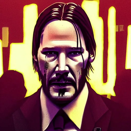 Image similar to john wick in the purge, artstation hall of fame gallery, editors choice, #1 digital painting of all time, most beautiful image ever created, emotionally evocative, greatest art ever made, lifetime achievement magnum opus masterpiece, the most amazing breathtaking image with the deepest message ever painted, a thing of beauty beyond imagination or words, 4k, highly detailed, cinematic lighting