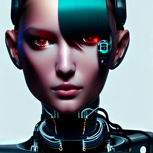 Image similar to a extremely detailed digital painting of a highly complex humanoid android woman with integrated cybernetic modifications, cyberpunk art by ilya kuvshinov, trending on cgsociety, computer art, ilya kuvshinov, artstation hd, artstation hq, photo realistic, hyperrealism