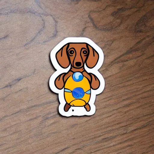 Prompt: cute adorable dachshund astronaut sticker