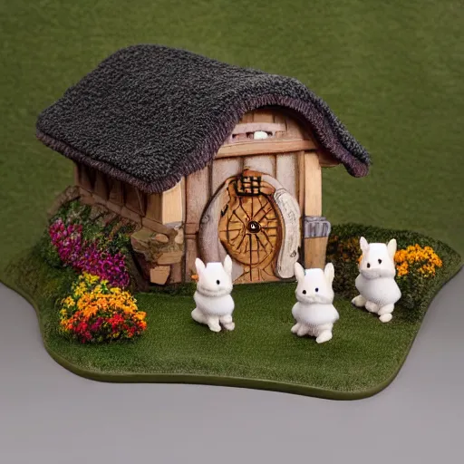 Image similar to lord of the rings calico critters in the shire