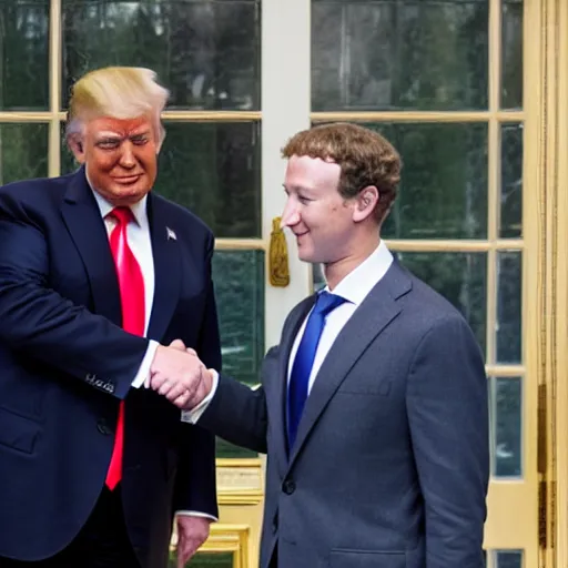 Image similar to donald trump and mark zuckerberg shaking hands