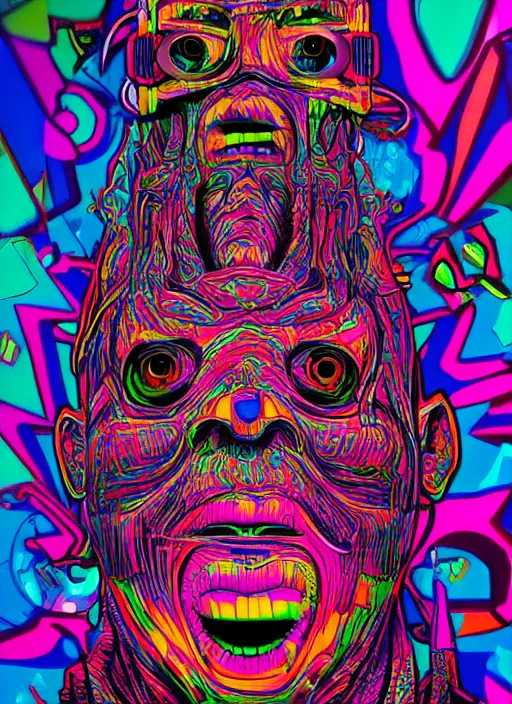 Image similar to 3 d psychedelic graffiti, funkpunk, trippy, abstract artwork, surrealism, digital art, artstation, detailed