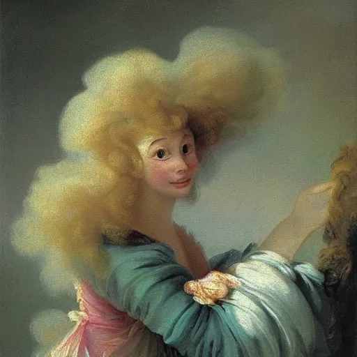 Image similar to helga pataki's teeth, soft rainbow light, painting by fragonard