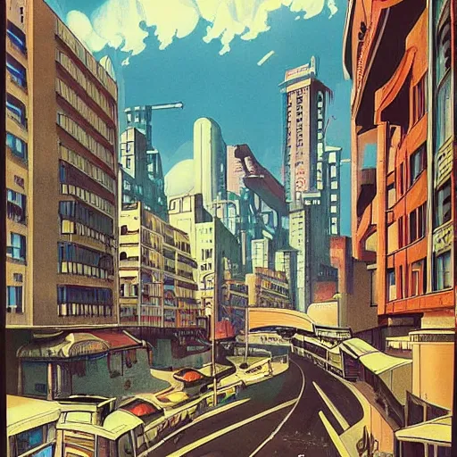 Prompt: “ large art deco city in 1 9 4 5, from an anime movie ”