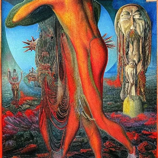 Prompt: An Ernst Fuchs painting of the climate apocalypse