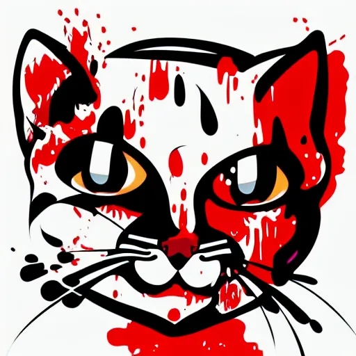 Image similar to Blood thirsty kitten, sticker, highly detailed, colorful, illustration, drama, smooth and clean vector curves, no jagged lines, vector art, smooth