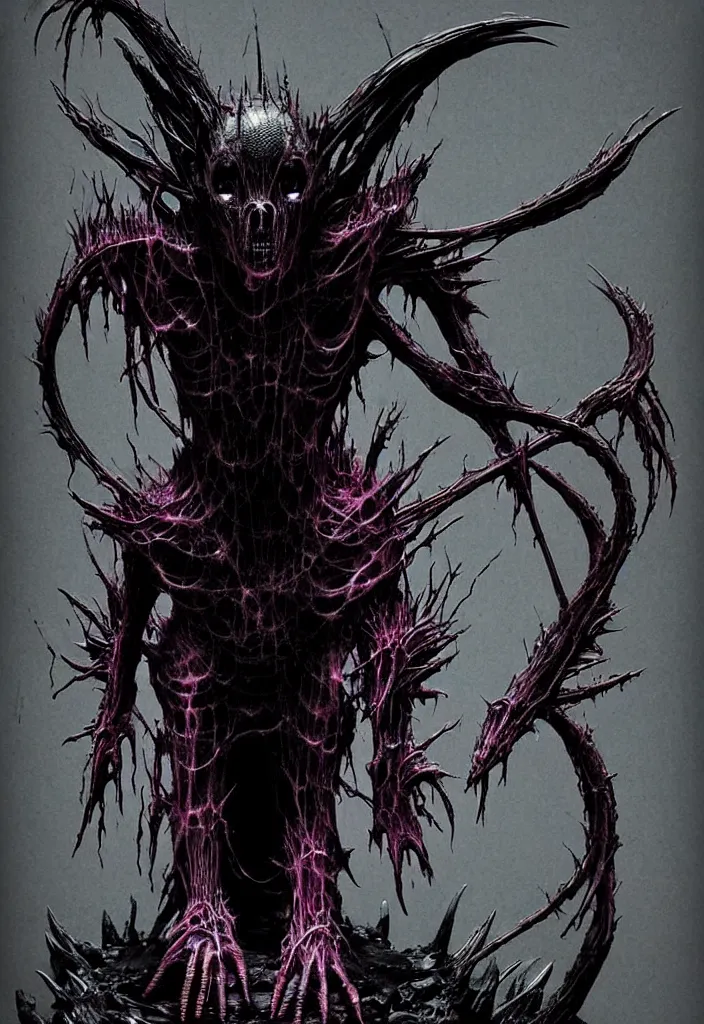 Image similar to a strange eerie magical scary creature in an eerie uncanny hell, transluscent neon, horror, concept art, detailed, award - winning, cinematic, by emil melmoth, by tsutomu nihei, by wayne barlowe,