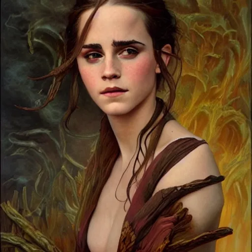 Image similar to an amazing masterpiece of art by gerald brom 🐐 🔥 emma watson
