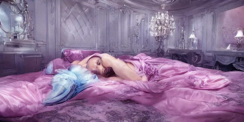 Prompt: “sleeping beauty::9 Blue-Pink Rolls-Royce::9 Photorealistic, Cinematic Angle, cinematic lighting, realism::3 hd”