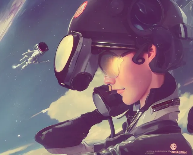 Image similar to young woman flying in space sharp focus, illustration, highly detailed, concept art, matte, trending on artstation, anime, art by james jean and artgerm and brian despain and alberto mielgo, greg rutkowski, wlop, ilya kuvshinov, strong strokes