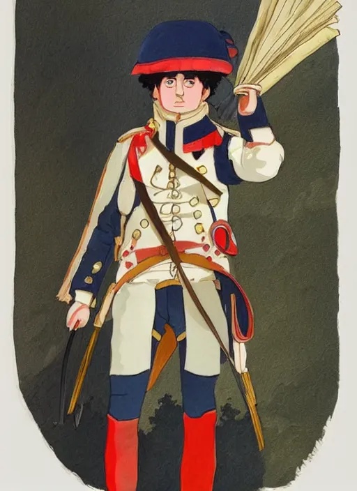 Prompt: napoleon bonaparte painting in studio ghibli style