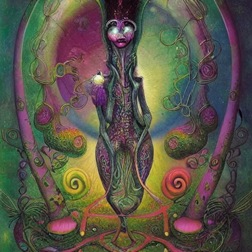 Image similar to psychedelic alien, artwork by Daniel Merriam,