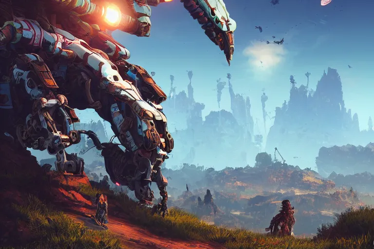 Image similar to burrower machine mecanical creature robot of horizon forbidden west horizon zero dawn radiating a glowing aura global illumination ray tracing hdr fanart arstation by ian pesty and alena aenami artworks in 4 k