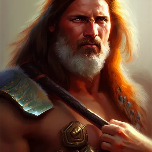 Image similar to a _ fantasy _ style _ portrait _ painting _ of _ barbarian _ oil _ painting _ unreal _ 5 _ daz. _ rpg _ portrait _ extremely _ detailed _ artgerm _ greg _ rutkowski _ greg